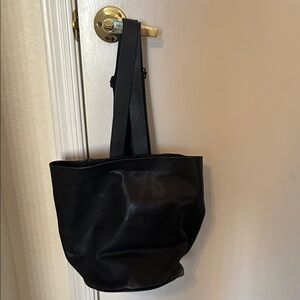 Elegant Black Leather Tote Bag
